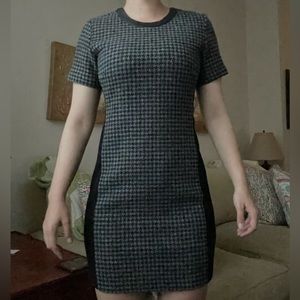 J. Crew 0 petite wool and leather houndstooth sheath dress